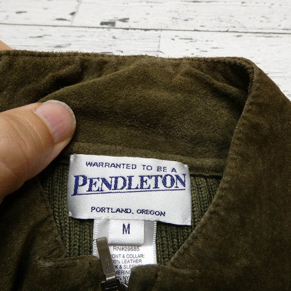 Pendleton Jacket Womens Medium Olive Green Leathe… - image 2